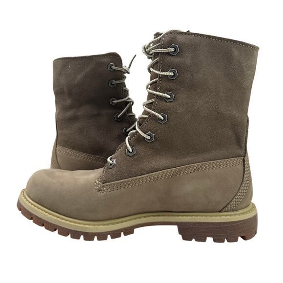 Timberland Roll Top Boots Womens 7 M Light Brown Nubuck Warm Lined Fleece WP - Picture 7 of 13